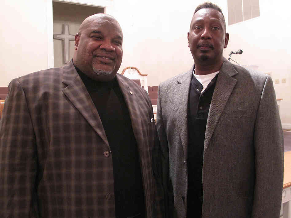 Ernest Montgomery (right), the Calera, Ala., city councilman at the heart of the Supreme Court case, with his pastor, the Rev. Harry Jones. Both men say the Voting Rights Act is still necessary in Alabama.