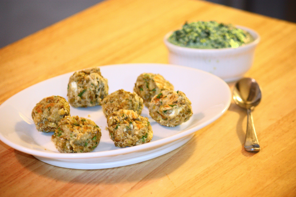 Lentil Meatballs With Lemon Pesto