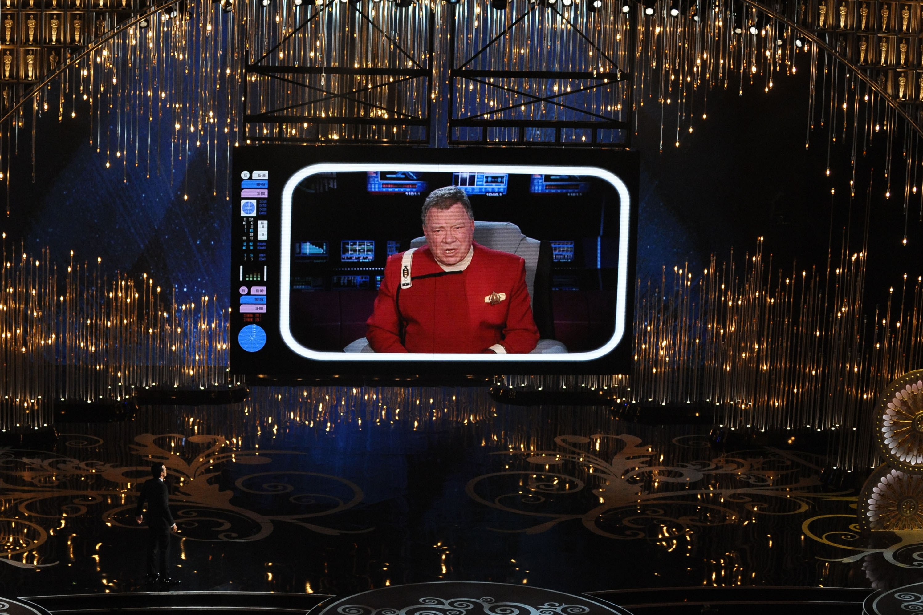 William Shatner makes a cameo appearance as Captain Kirk from "Star Trek" during the opening ceremony.