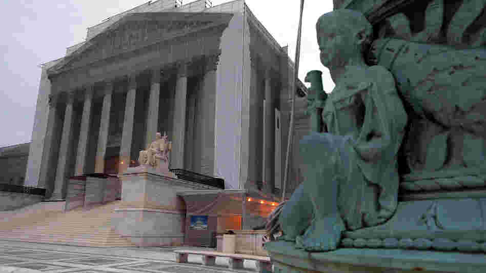 The Supreme Court denied the petition of businessmen who say the 2010 Citizens United ruling makes it legal for corporations to contribute directly to candidates. The court building is seen here during renovations in December.