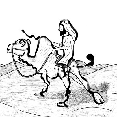 Bedouin riding a camel.