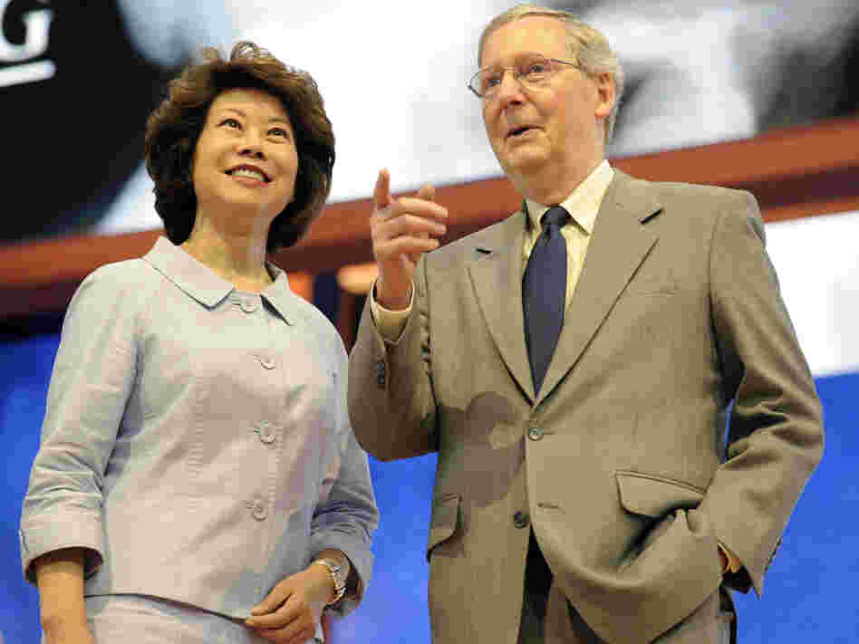 Senate Minority Leader Mitch McConnell, R-Ky., and his wife Elaine Chao at last summer's Republican National Convention in Tampa.