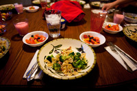 Dinner at the Brown-Spencer house this evening is pasta carbonara with broccoli and fruit salad.