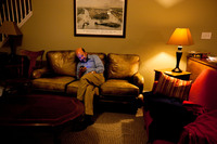 After dinner, Brown gets a moment to himself.