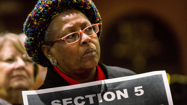 A supporter of the Voting Rights Act attends a rally Columbia, S.C., on Tuesday. (Getty Images)