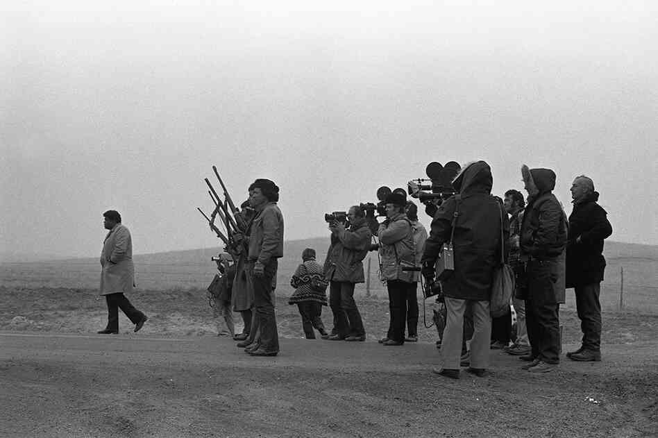 The press at Wounded Knee