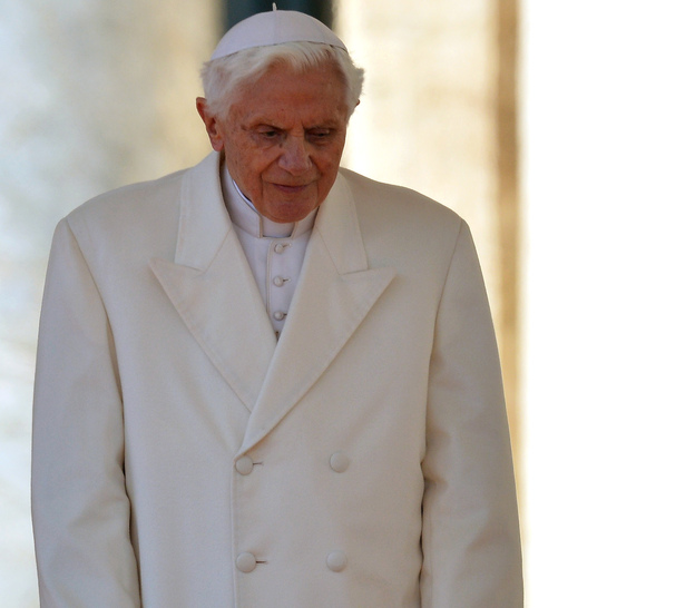 Pope Benedict XVI as he arrived on the altar in St. Peter's Square Wednesday for his last general audience.