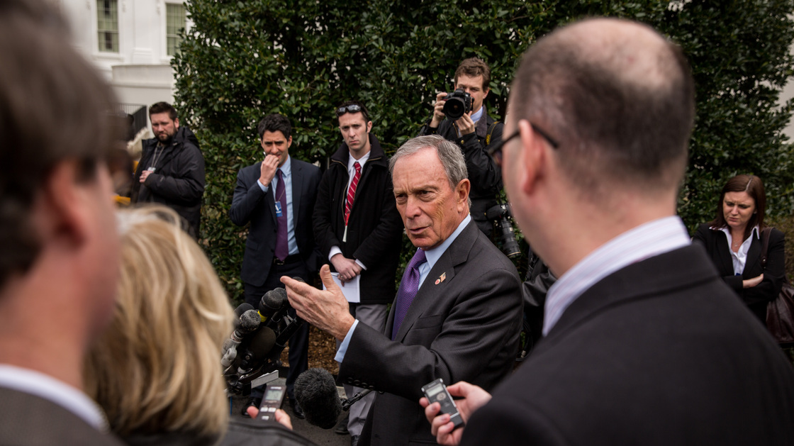 New York City Mayor Michael Bloomberg speaks to the media outside the White House after meeting with Vice President Joe Biden on Wednesday to discuss the administration's proposals to reduce gun violence.