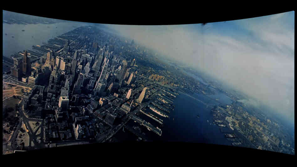 A film still of New York City from 1952's This Is Cinerama. The film was meant to introduce audiences to the new Cinerama widescreen. A film still of New York City from 1952's This Is Cinerama. The film was meant to introduce audiences to the new Cinerama widescreen.