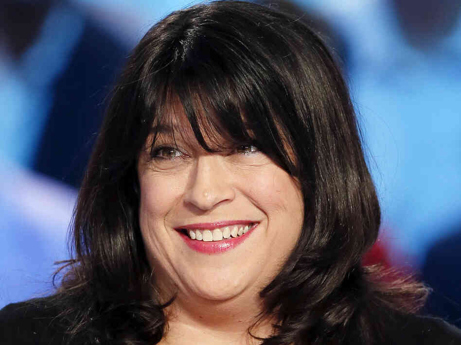Fifty Shades of Grey author E.L. James on the set of the French TV show Le Grand Journal.