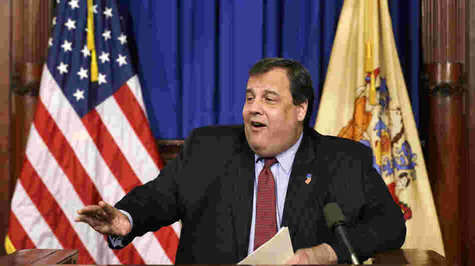 Republican New Jersey Gov. Chris Christie speaks with reporters in Trenton, N.J., this month. Christie was not invited to this year's CPAC conference.