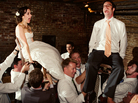 A bride and groom are celebrated at their wedding. A bride and groom are celebrated at their wedding.