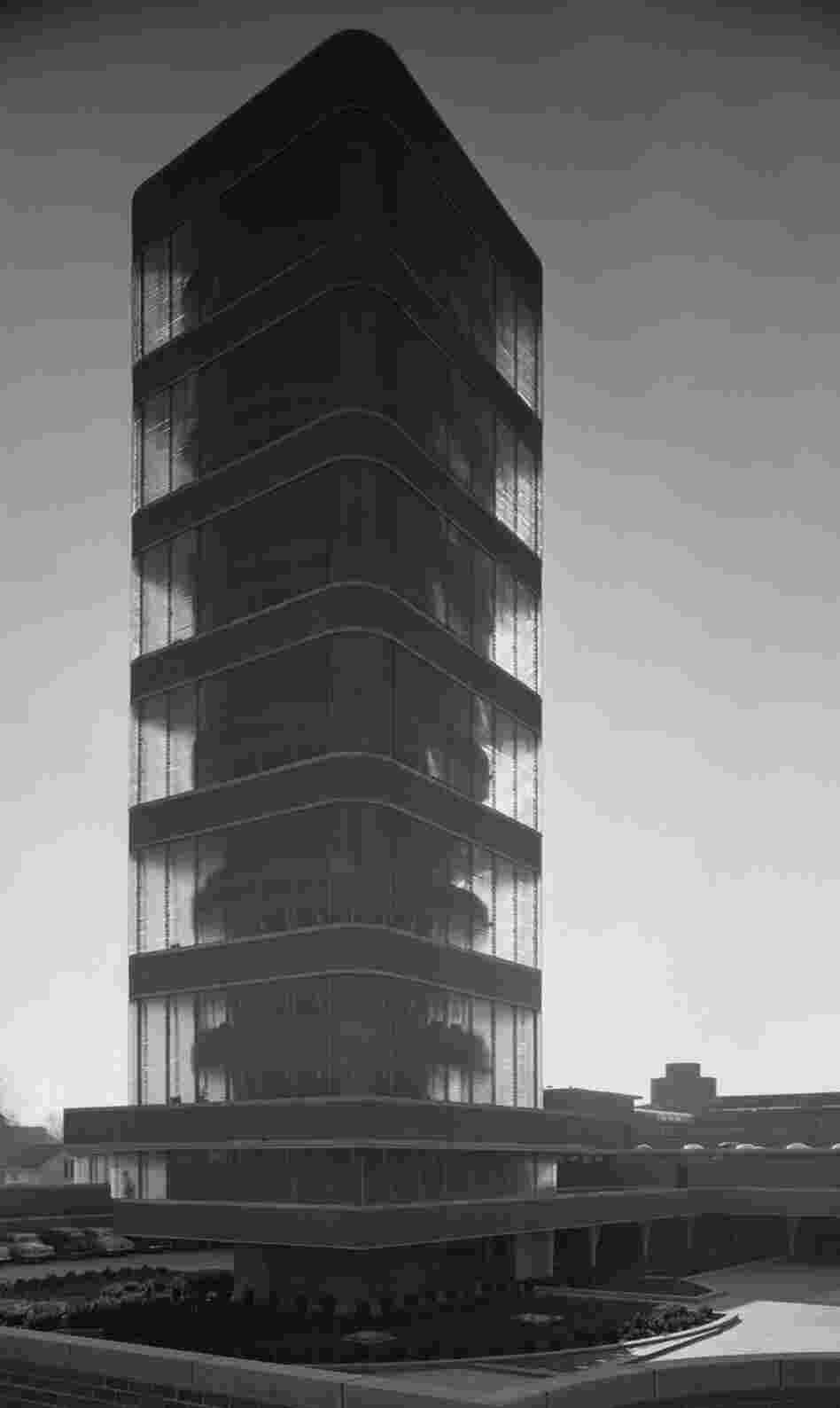Johnson Wax Tower, Frank Lloyd Wright, Racine, Wis., 1950