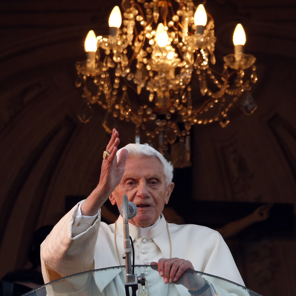 A final blessing: Pope Benedict XVI as he blessed those gathered outside his summer residence in Castel Gandolfo on Thursday. He's not expected to make any more public appearances.