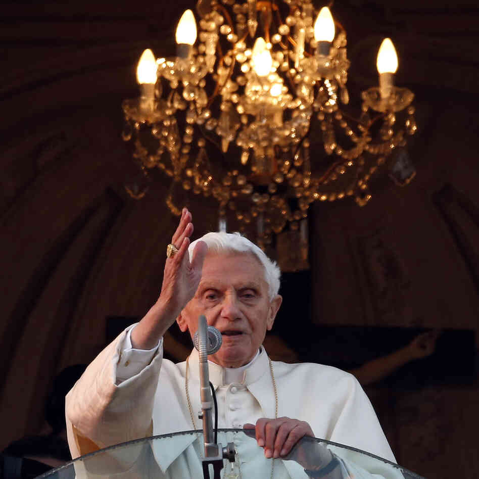 A final blessing: Pope Benedict XVI as he blessed those gathered outside his summer residence in Castel Gandolfo on Thursday. He's not expected to make any more public appearances.