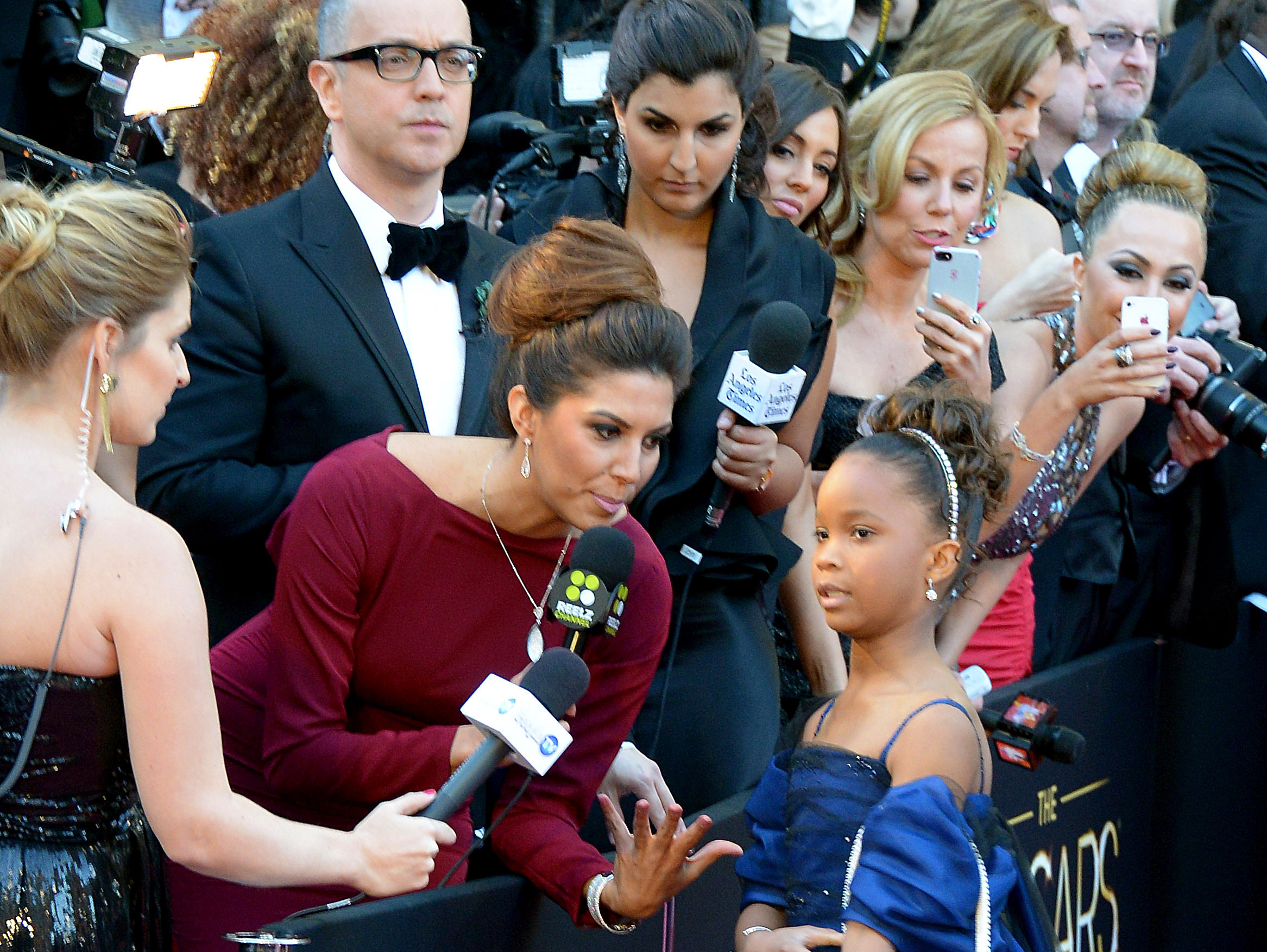 Best Actress nominee Quvenzhané Wallis is interviewed on the red carpet at the Academy Awards Sunday, when several journalists struggled with the young actress's name.