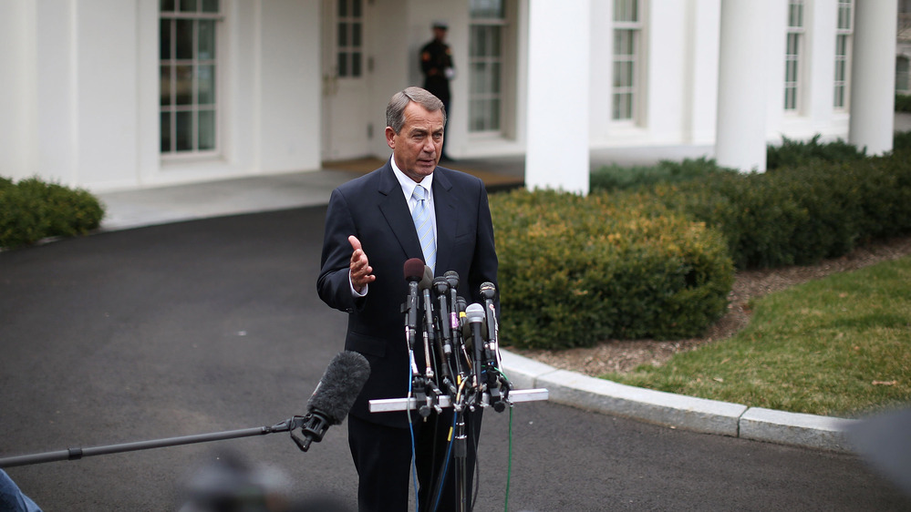 House Speaker John Boehner speaks to the media after a meeting with President Obama on Friday.