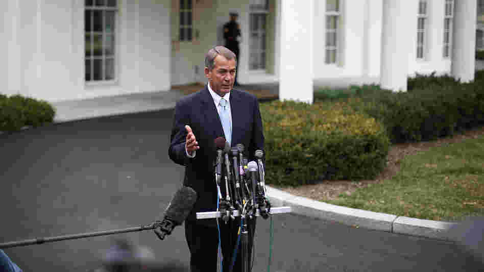 House Speaker John Boehner speaks to the media after a meeting with President Obama on Friday.