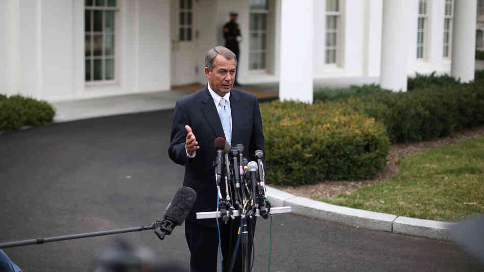 House Speaker John Boehner speaks to the media after a meeting with President Obama on Friday.