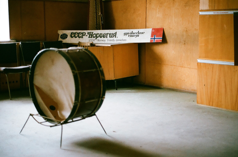 A broken drum, one of the artifacts left behind by Piramida's residents that was actually intended to be a musical instrument.