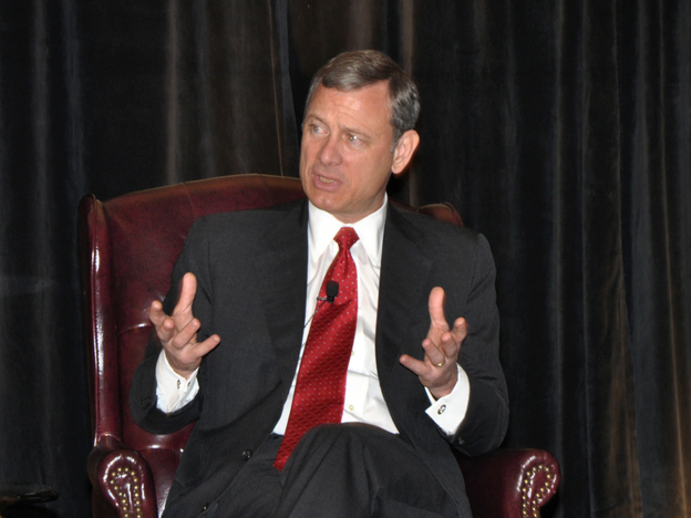 Chief Justice John Roberts, shown here during a presentation last June in Pennsylvania, questioned the U.S. solicitor general about voting statistics during this week's arguments on Section 5 of the Voting Rights Act.