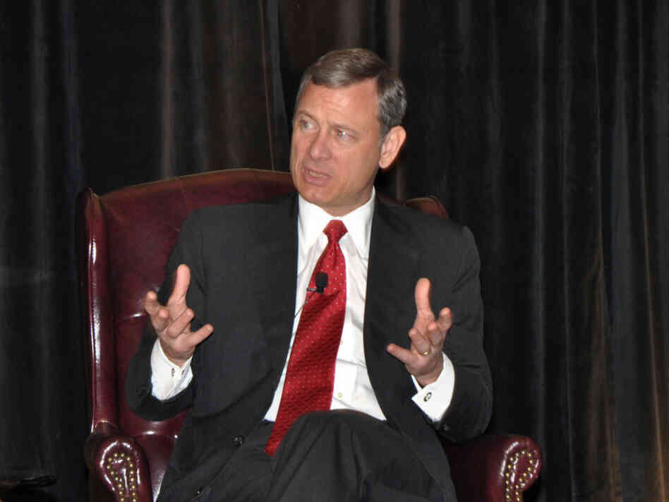 Chief Justice John Roberts, shown here during a presentation last June in Pennsylvania, questioned the U.S. solicitor general about voting statistics during this week's arguments on Section 5 of the Voting Rights Act.