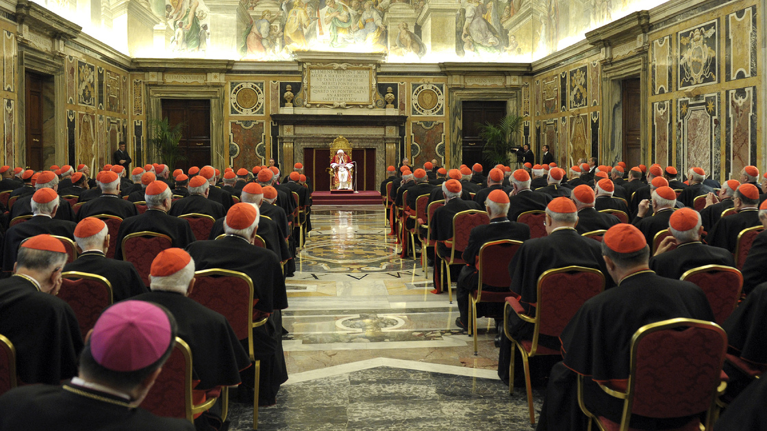 Roman Catholic cardinals at the Vatican on Thursday, as Pope Benedict XVI bid them goodbye. Now they must turn to choosing his successor.