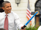 That's a light saber, sir, not a phaser. (President Obama in September 2009, during a White House event promoting Chicago's bid for the 2016 Summer Olympics.) That's a light saber, sir, not a phaser. (President Obama in September 2009, during a White House event promoting Chicago's bid for the 2016 Summer Olympics.)