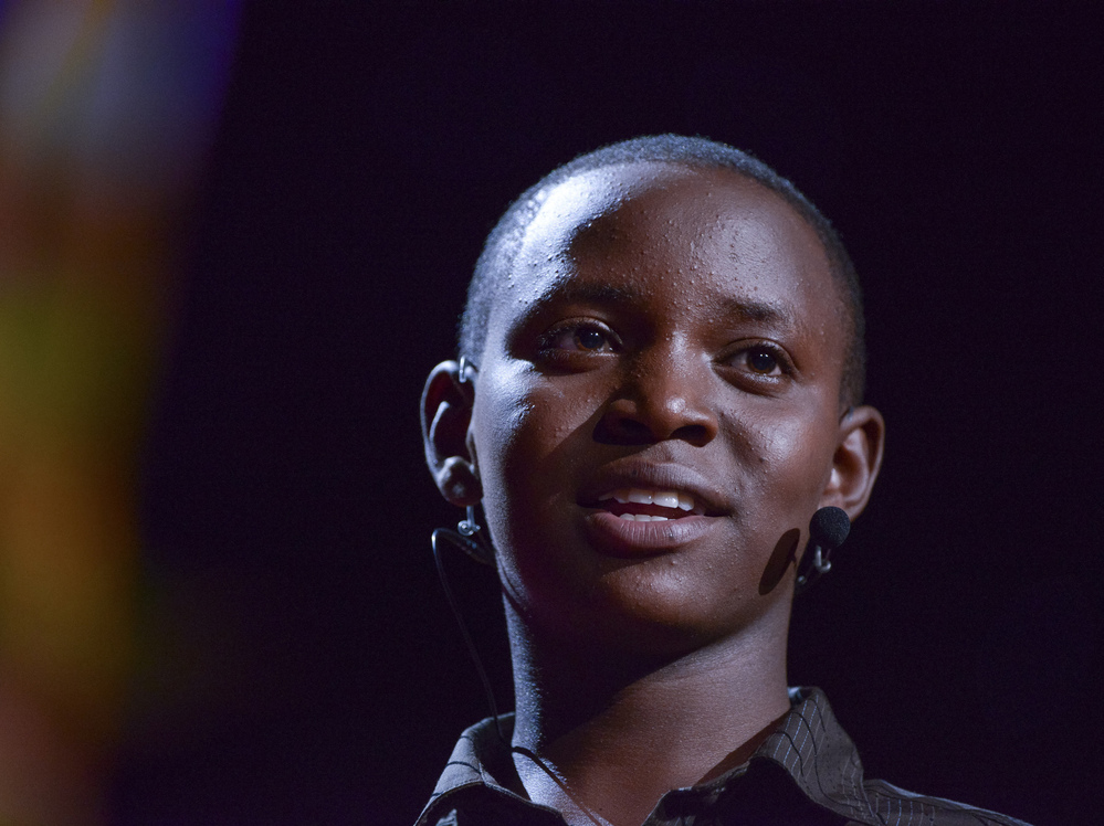 Richard Turere speaks at the TED2013 conference in Long Beach, Calif. With a simple invention, the Kenyan teen figured out a way to keep cows and their predators safe.