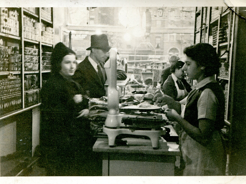 Mark Russ Federman's mother, Anne, serves customers at Russ and Daughters in 1939. Mark Russ Federman's mother, Anne, serves customers at Russ and Daughters in 1939.
