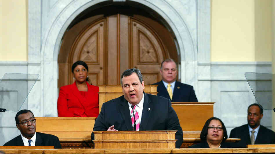 New Jersey Gov. Chris Christie gives details on his 2014 state budget in Trenton, N.J., Tuesday, Feb. 26, 2013.