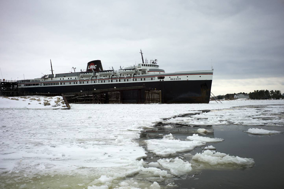 The nation's last coal-burning ferry, the SS Badger, sits on Lake Michigan in the port town of Ludington, Mich. The EPA permit that has long allowed the ship to dump coal ash into the lake is now under review.