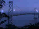 An image taken from a video of The Bay Lights. The lights will be turned on Tuesday, at 9 p.m. PT. An image taken from a video of The Bay Lights. The lights will be turned on Tuesday, at 9 p.m. PT.