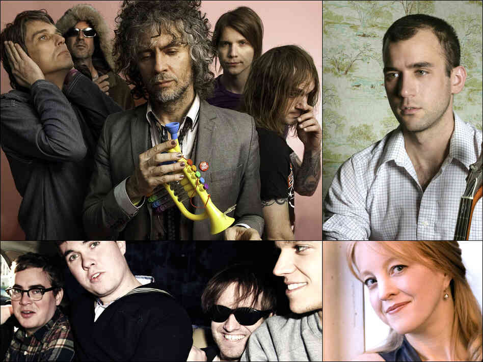 Clockwise from upper left: Flaming Lips, Sufjan Stevens, Maria Schneider, Surfer Blood. Clockwise from upper left: Flaming Lips, Sufjan Stevens, Maria Schneider, Surfer Blood.