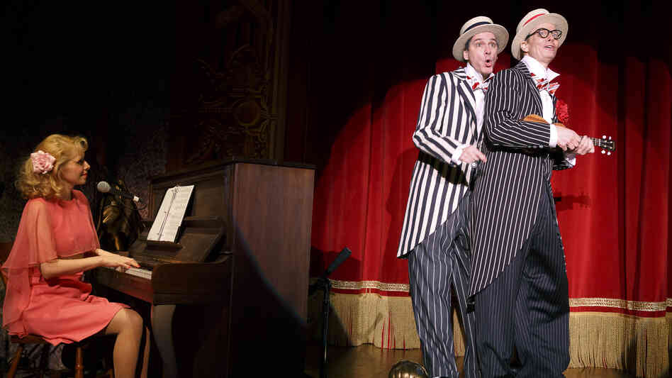 Nellie McKay, David Shiner and Bill Irwin use old-time comedy, newfangled tricks and zany music to score laughs in their new theatrical revue, Old Hats. Nellie McKay, David Shiner and Bill Irwin use old-time comedy, newfangled tricks and zany music to score laughs in their new theatrical revue, Old Hats.