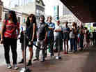 SXSW festival-goers line up at The Parish on Sixth Street in Austin for NPR Music's day party March 15, 2012.