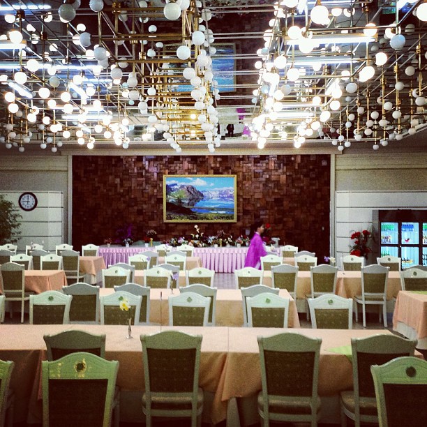 "The restaurant in The Koryo Hotel in #Pyongyang, North Korea."