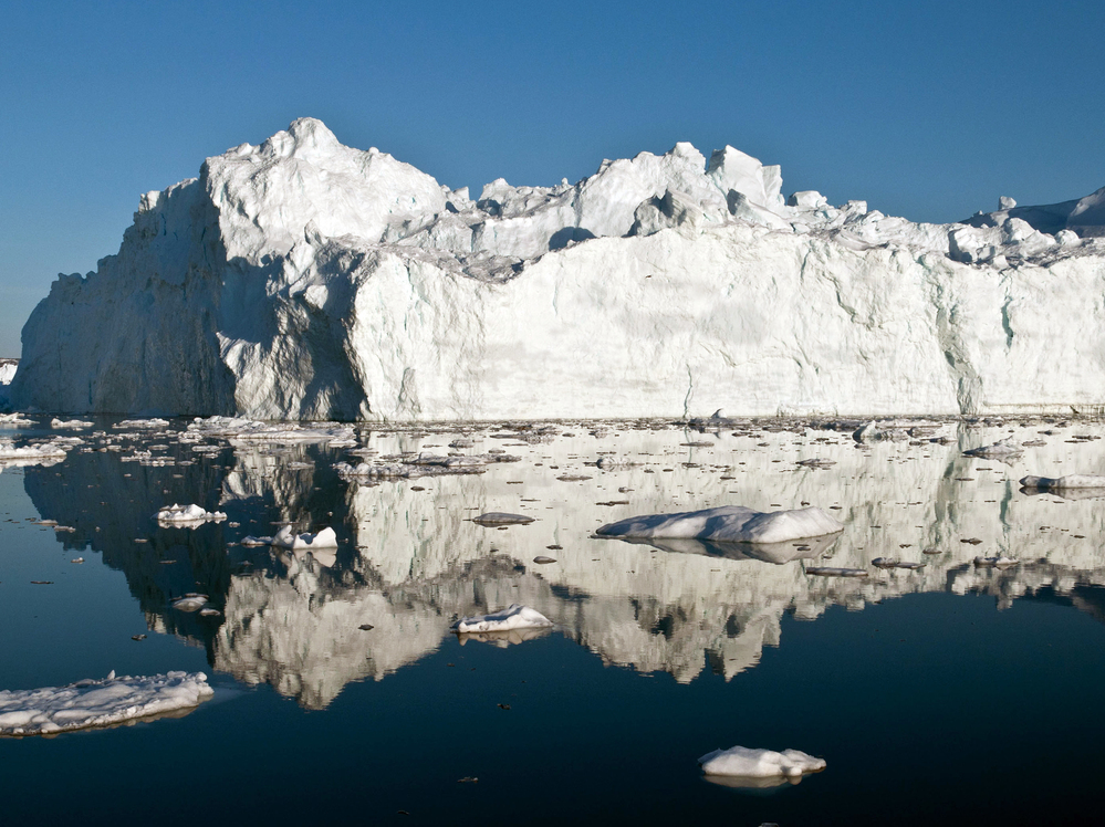 An iceberg in or just outside the Ilulissat fjord, which likely calved from Jakobshavn Isbrae, the fastest glacier in western Greenland, in May 2012. Polar ice sheets are now melting three times faster than in the 1990s.