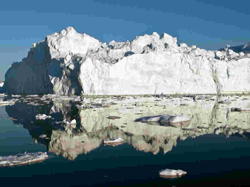 An iceberg in or just outside the Ilulissat fjord, which likely calved from Jakobshavn Isbrae, the fastest glacier in western Greenland, in May 2012. Polar ice sheets are now melting three times faster than in the 1990s.