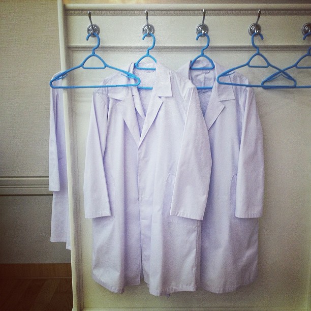 "North Korean lab coats at a #Pyongyang hospital. We came here on this trip to DPRK primarily to do health related stories. Check my website for updates soon when those at published by the Associated Press."