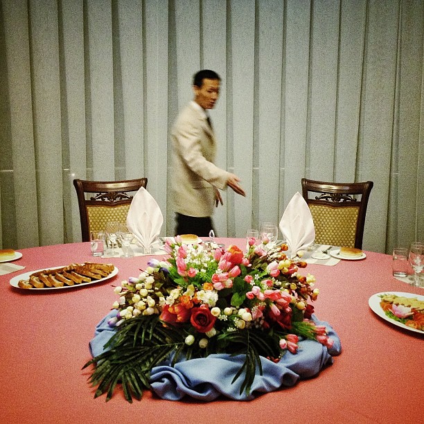"Banquet seating. #Pyongyang, North Korea. An iPod touch photo from Jan. 15, 2013."