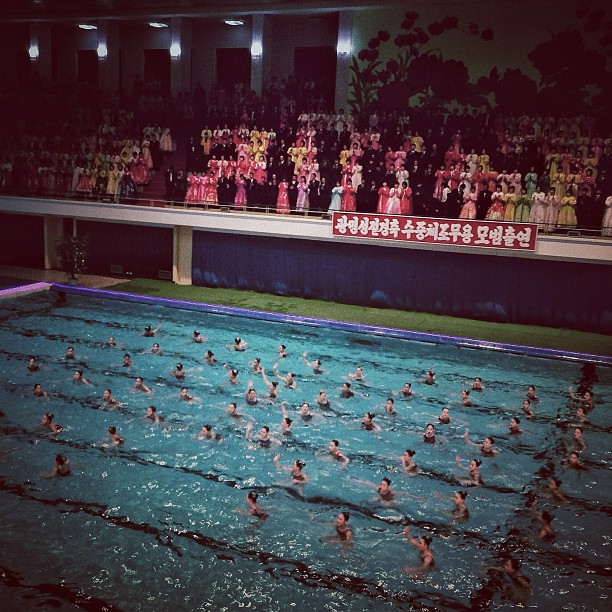 "A surreal mass synchronized swimming performance in #Pyongyang, North Korea tonight."