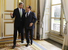John Kerry, on his first trip abroad as secretary of state, walks with French President Francois Hollande after their meeting at Elysee Palace in Paris on Feb. 27. Kerry's nine-day trip took him through Europe and the Middle East. John Kerry, on his first trip abroad as secretary of state, walks with French President Francois Hollande after their meeting at Elysee Palace in Paris on Feb. 27. Kerry's nine-day trip took him through Europe and the Middle East.