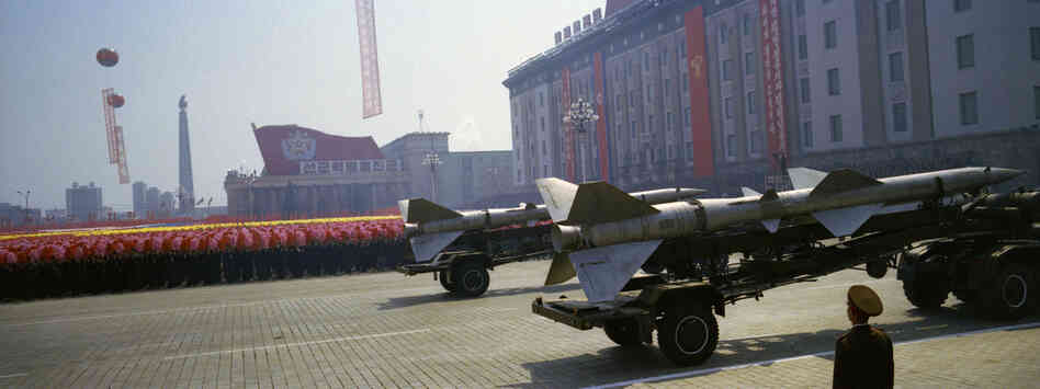 North Korean rockets roll past civilians at a military parade in Pyongyang, celebrating 100 years since the birth of the late North Korean founder Kim Il Sung, April 15, 2012. North Korean rockets roll past civilians at a military parade in Pyongyang, celebrating 100 years since the birth of the late North Korean founder Kim Il Sung, April 15, 2012.