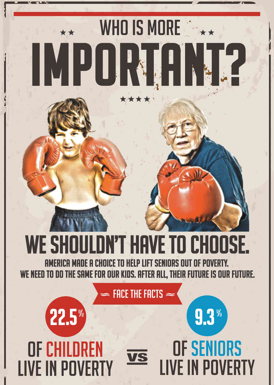 The nonprofit group Next Generation took out this full-page ad in The Washington Post on Sunday, arguing that "America made a choice to help lift seniors out of poverty. We need to do the same for our kids."