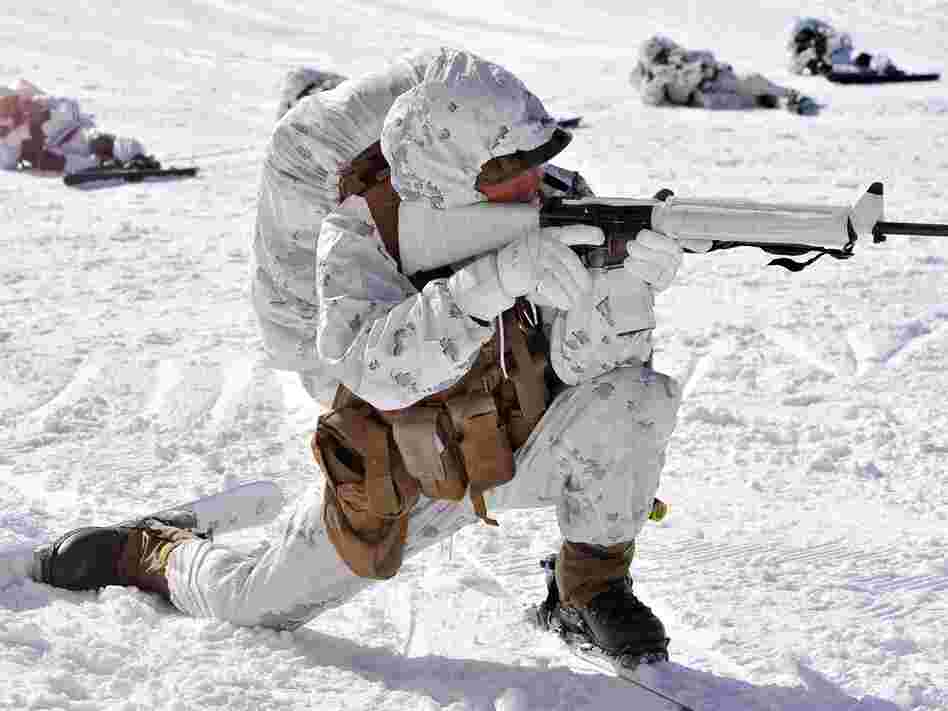 A U.S. Marine takes part in a winter drill in South Korea last month.