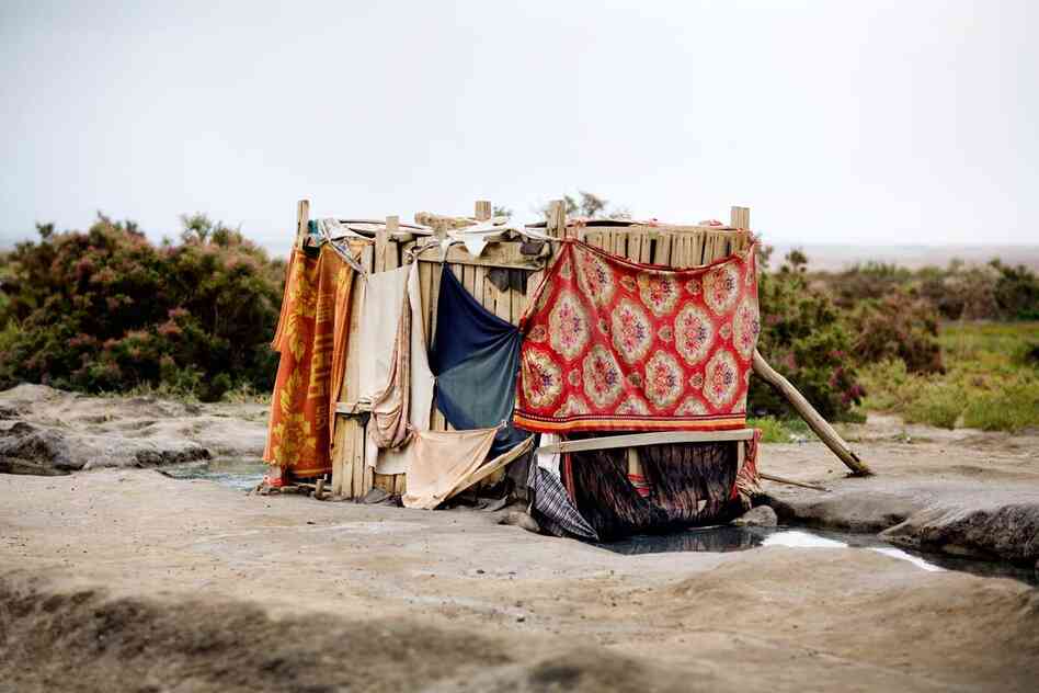 Unrevealed, Site 6 (Ritual Bathhouse), 2009. Turquoise water springing from a small mountain creates a stream that is believed to have the power to cure disease. This shelter is used for bathing in private and in prayer.