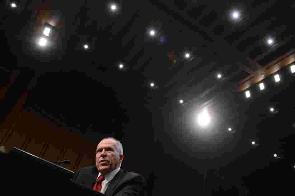 John Brennan testifies during his confirmation hearing before the Senate Intelligence Committee in Washington, on February 7, 2013.
