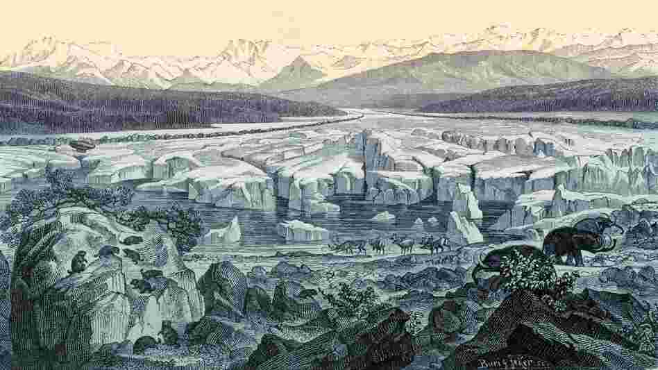 Scientists say they have put together a record of global temperatures dating back to the end of the last ice age, about 11,000 years ago. This historical artwork of the last ice age was made by Swiss geologist and naturalist Oswald Heer. Scientists say they have put together a record of global temperatures dating back to the end of the last ice age, about 11,000 years ago. This historical artwork of the last ice age was made by Swiss geologist and naturalist Oswald Heer.