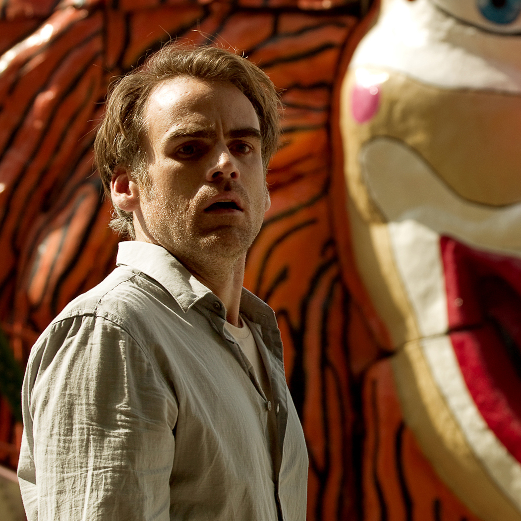 Although the bizarre amusement park motif that runs through The Silence is a bit surreal, the unsettling effect meshes neatly with the film's plot (Pictured: Sebastian Blomberg).